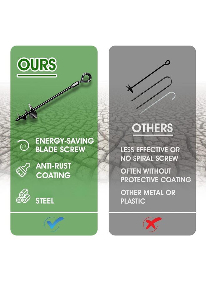 LAMAY 8PCS Ground Anchors, Heavy Duty Swing Set Anchors, Spiral Earth Anchors for Trampoline,Canopies, Metal Trampoline Anchors Resistant Strong Wind (Size : 8PCS) - Image 5